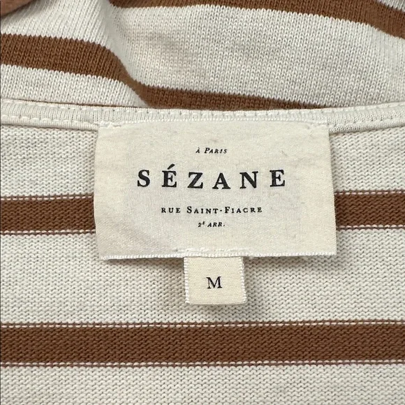 Sezane Colette Marinière Ecru / Camel - Size M - Picture 6 of 7